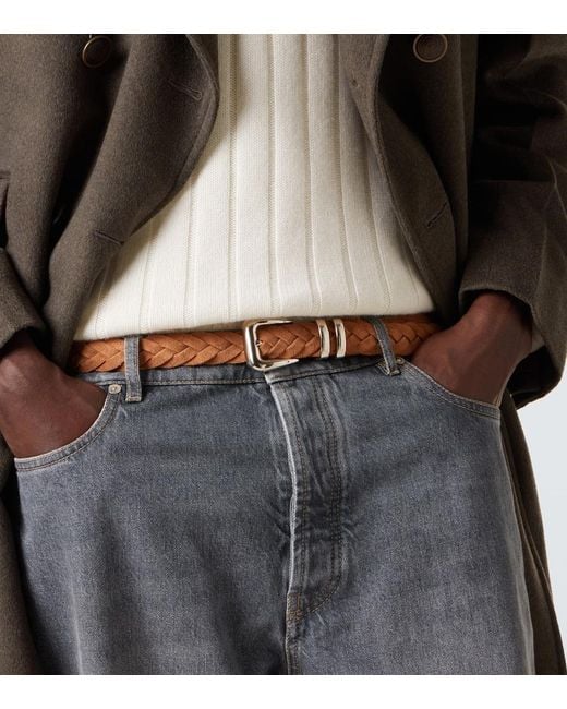 Brunello Cucinelli Brown Braided Suede Belt for men