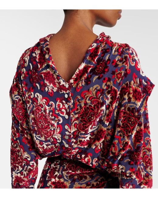 Rabanne Red Draped Jacquard Maxi Dress