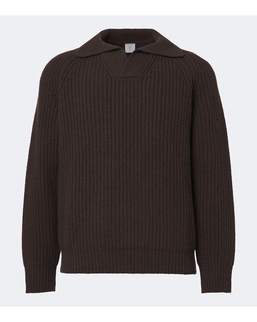 Eleventy Brown Wool And Cashmere Polo Sweater for men
