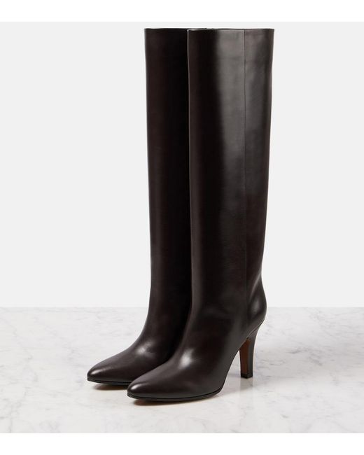 The Row Black Prudence Leather Knee-High Boots