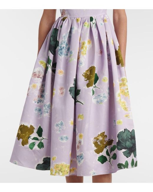 Erdem White Floral Cotton-Blend Faille Midi Dress