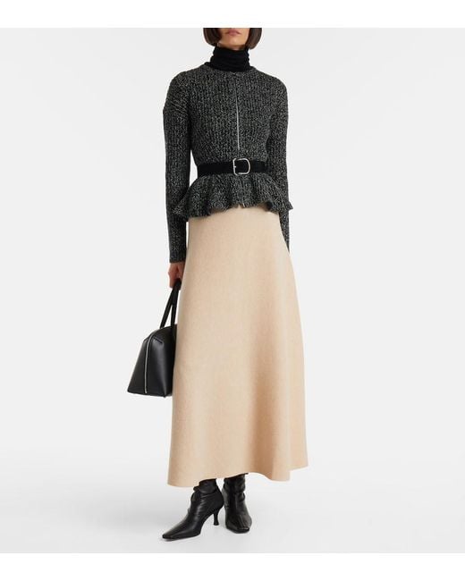 Max Mara Natural Giberna Wool And Cashmere Maxi Skirt