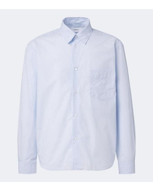 Lardini Blue Striped Cotton Poplin Shirt for men