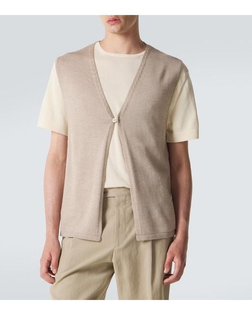 STÒFFA Natural Knitted Wool And Silk Vest for men
