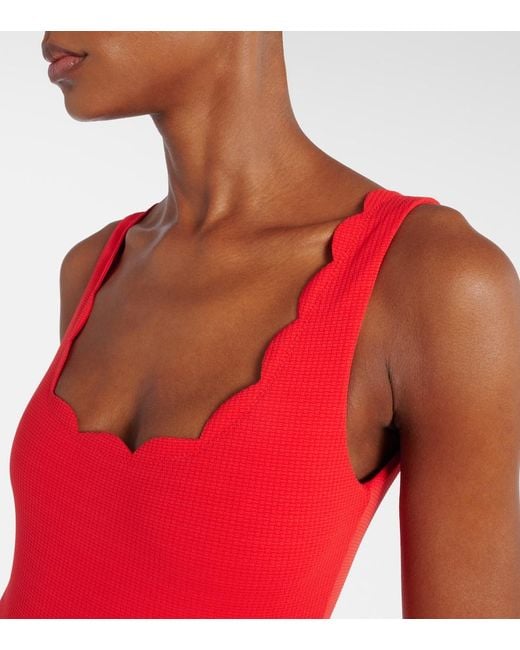 Marysia Swim Red Scalloped Swimsuit