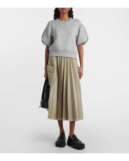 Sacai Gray Knitted Cotton-blend Top