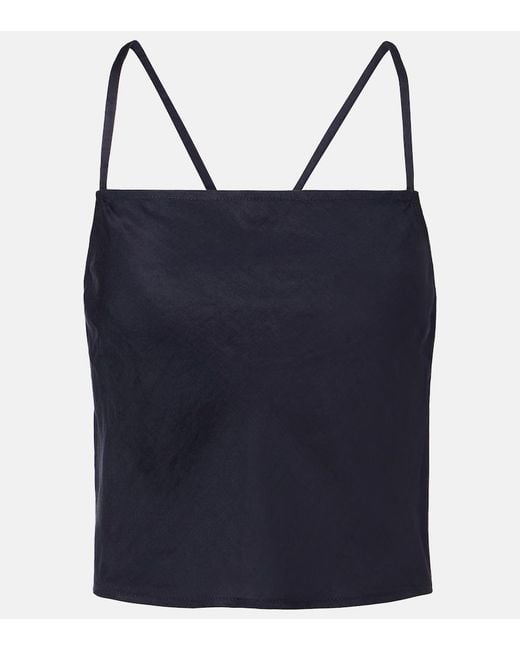 Leset Blue Daniel Open-Back Crop Top