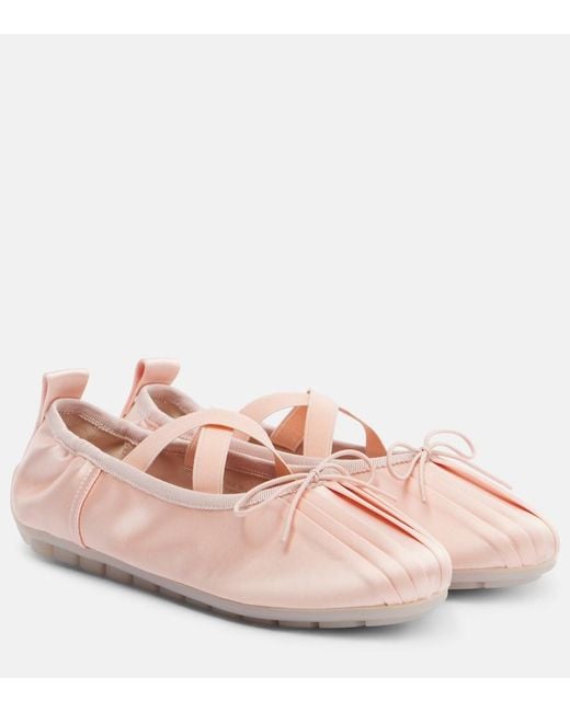 Simone Rocha Pink Ballerina Grip Satin Ballet Flats