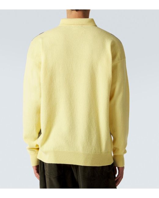 J.W. Anderson Yellow Argyle Wool Polo Sweater for men