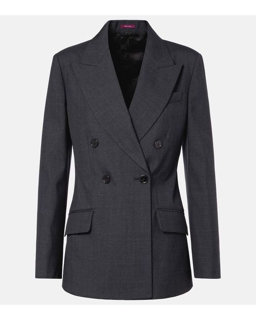 Gucci Blue Double-Breasted Wool Blazer