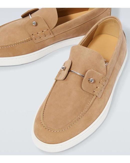 Christian Louboutin White Chambeliboat Leather Slip-On Shoes for men
