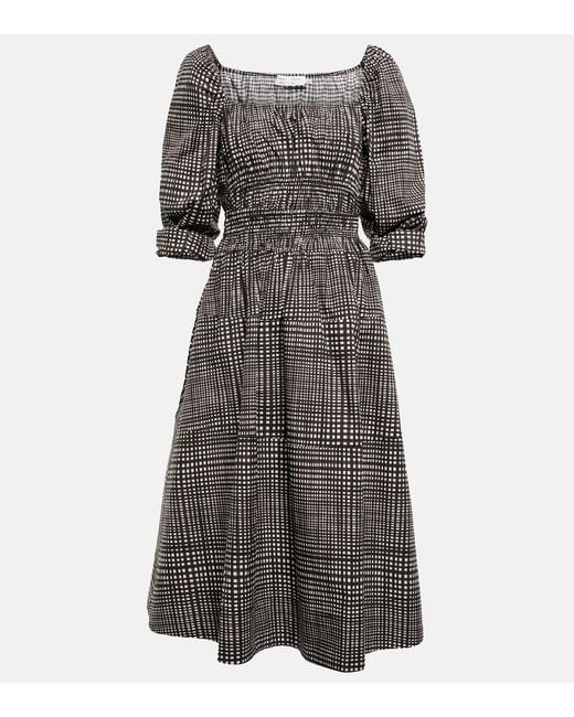 Proenza Schouler Gray White Label Checked Cotton Poplin Midi Dress