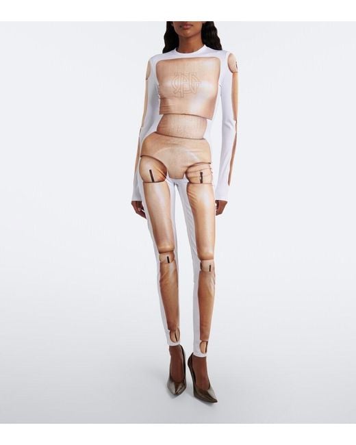 Jean Paul Gaultier Natural Trompe L'Oil Jersey Catsuit