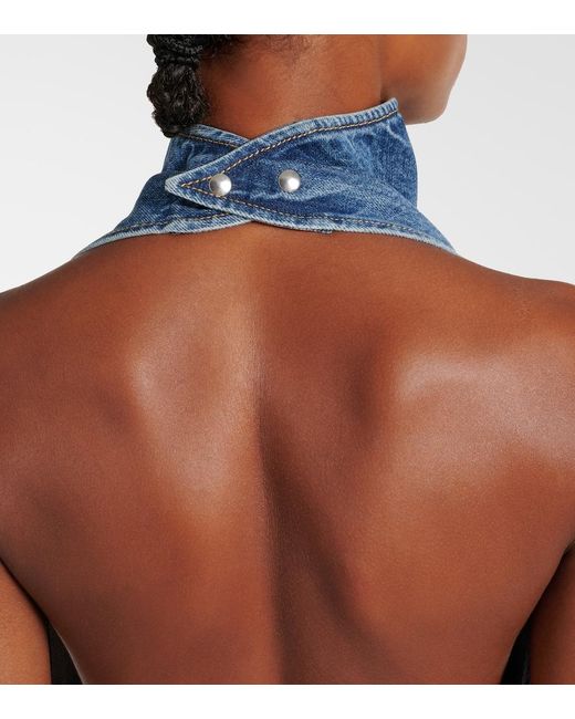 Alaïa Blue Caped Denim Top