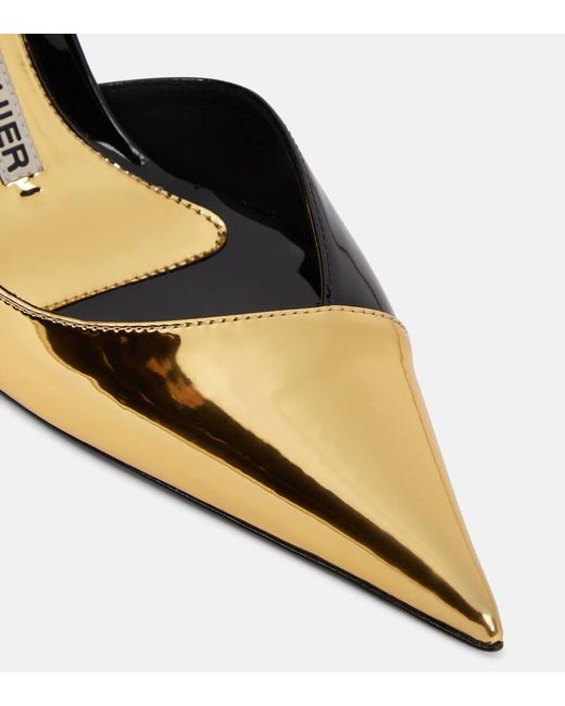 Alexandre Vauthier Metallic Faux Leather Slingback Pumps