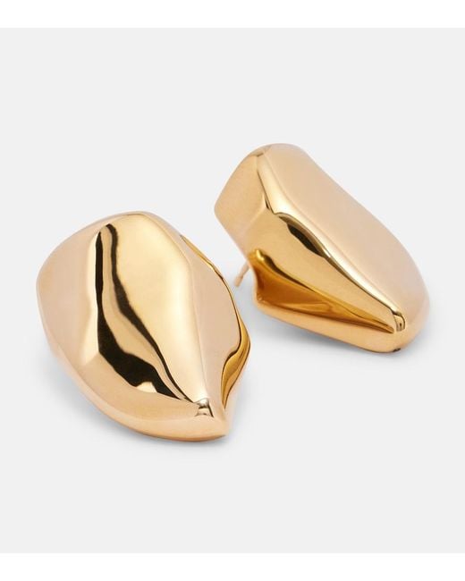 Bottega Veneta White Prisma Small 18Kt-Plated Earrings