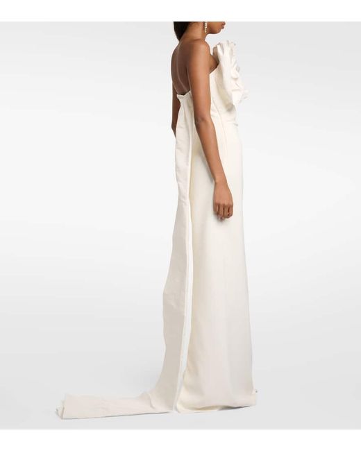 Safiyaa White Bridal Robe Briannie aus Crepe und Faille