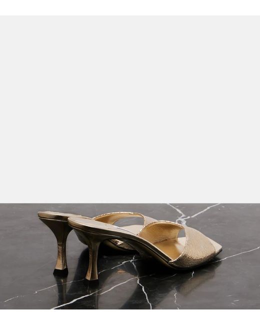 Jimmy Choo Natural Pantoletten Skye 70 Aus Metallic-Leder