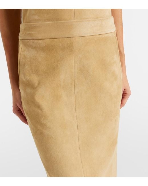 Stouls Natural Taylor Suede Pencil Skirt