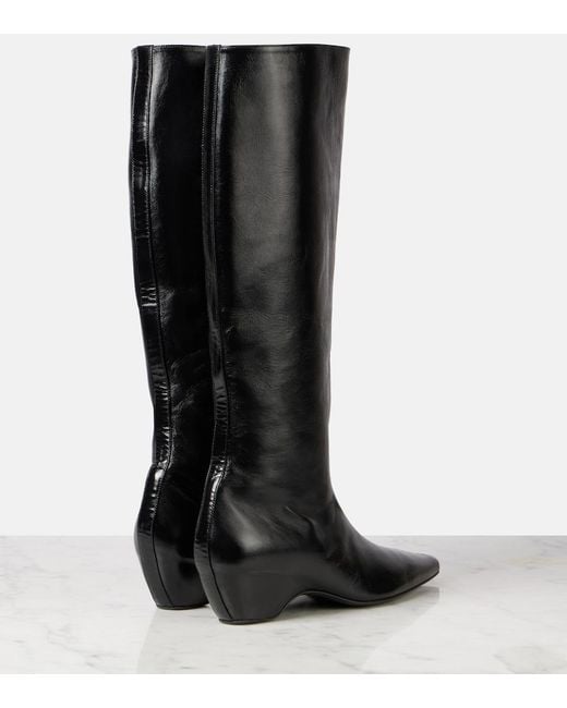Khaite Black Sybil 40 Leather Knee-High Boots