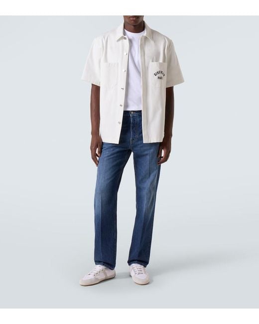 Givenchy White Paris Signature Embroidered Short-Sleeved Shirt for men