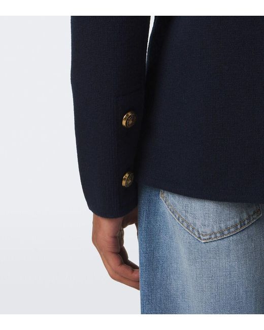 Dolce & Gabbana Blue Dg Knitted Cotton Blazer for men