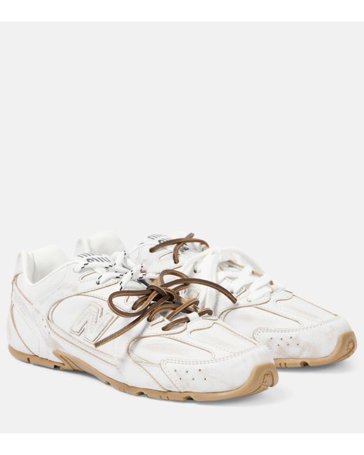 Miu Miu White X New Balance Leather Sneakers