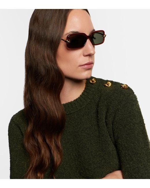 Bottega Veneta Brown Knot Rectangular Sunglasses