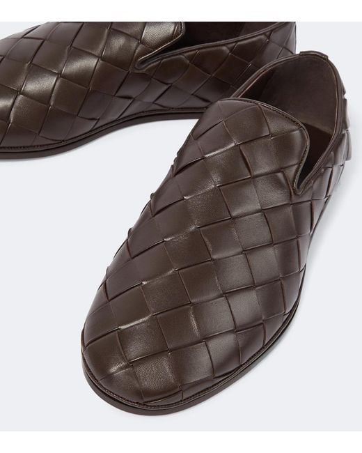 Bottega Veneta Brown Sunday Intrecciato Leather Slip-On Shoes for men