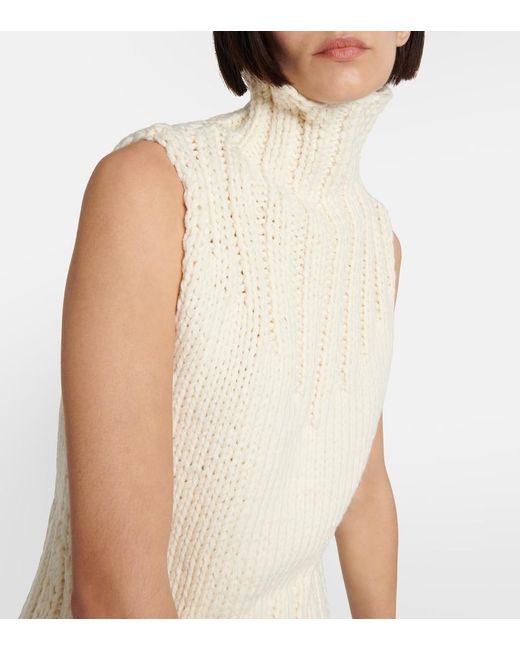 Totême  Natural Turtleneck Wool Top
