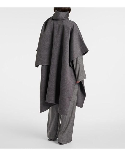 Totême Gray Double Scarf Wool Coat