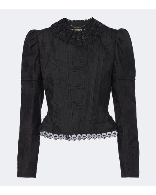 Chloé Black Wool And Silk-Blend Jacquard Lace Jacket