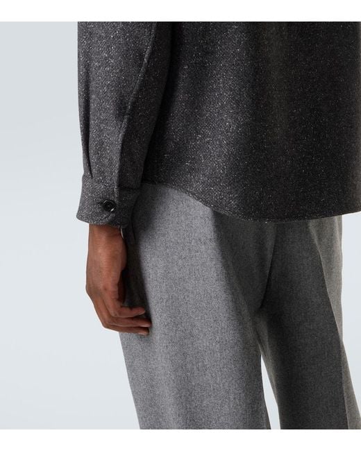 Zegna Blue Cashmere And Silk Overshirt for men