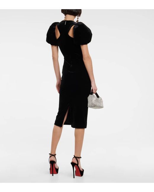 Christopher Kane Black Wrap Velvet Midi Dress