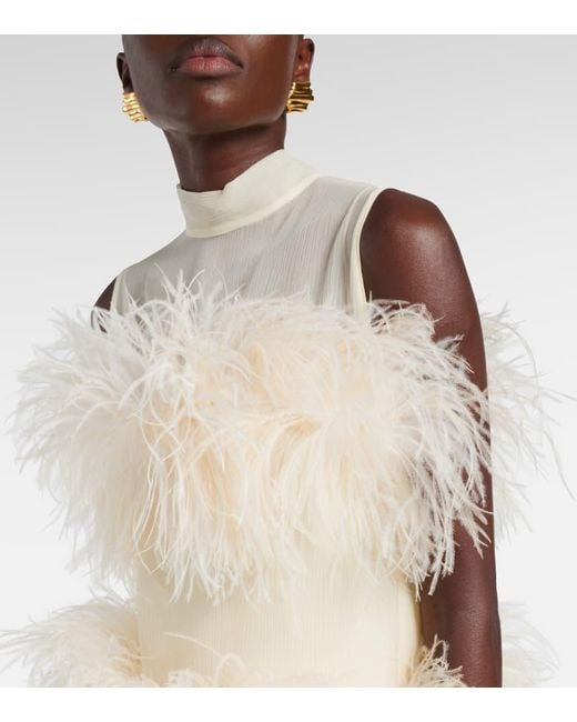 ‎Taller Marmo Natural Minikleid Divine Aus Chiffon Mit Federn