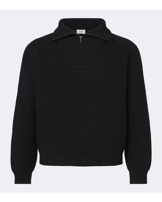 Saint Laurent Black Wool Half-Zip Sweater for men