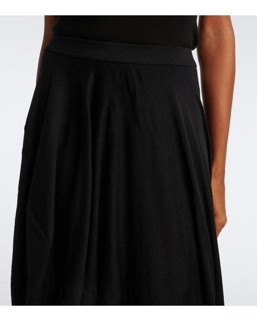 Junya Watanabe Black Asymmetric Draped Wool Midi Skirt