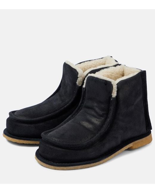 J.W. Anderson Black Shearling-Lined Leather Ankle Boots