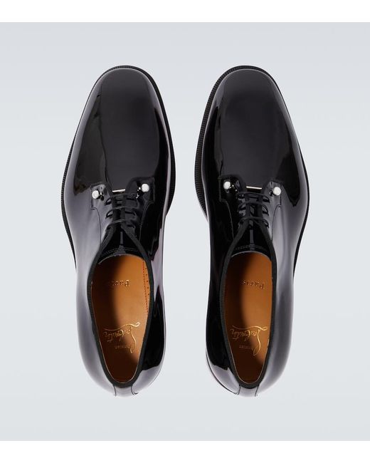 Christian Louboutin Black Chambeliss Patent Leather Derby Shoes for men