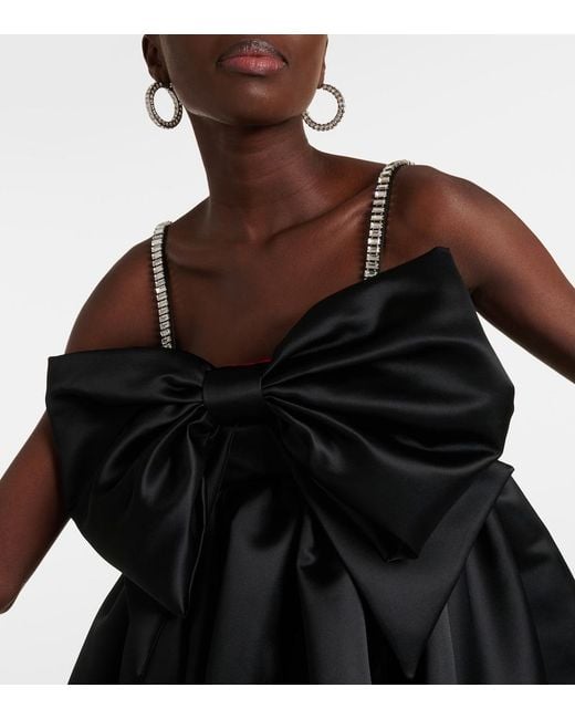 Nina Ricci Black Bow-Detail Satin Minidress