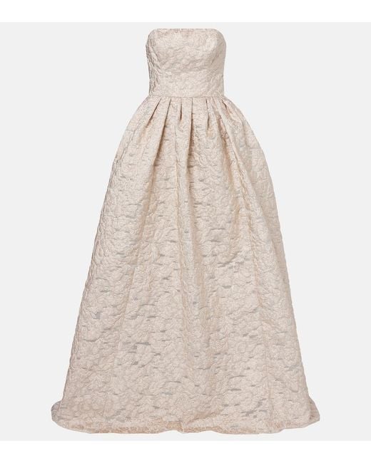 Carolina Herrera Natural Strapless Fil Coupe Gown