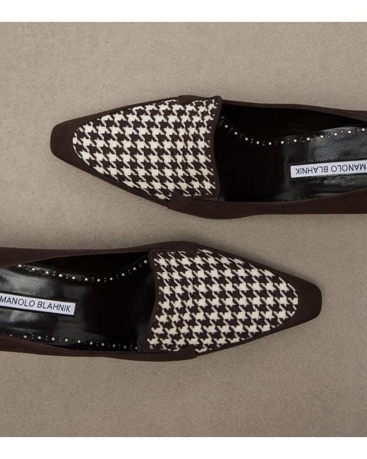 Manolo Blahnik Black Petusi Houndstooth Suede Pumps