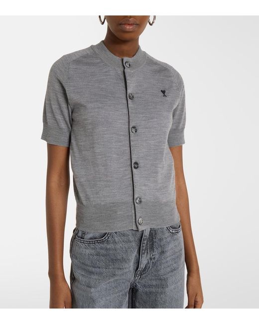 AMI Gray Wool Cardigan
