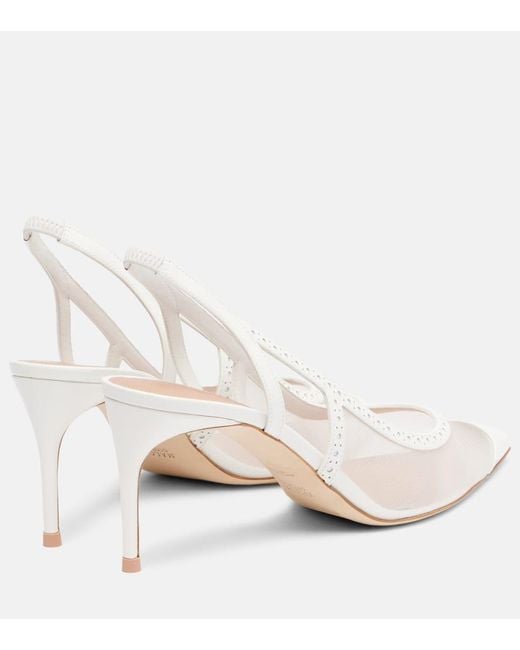 Malone Souliers Natural Aubrey 70 Mesh Slingback Pumps
