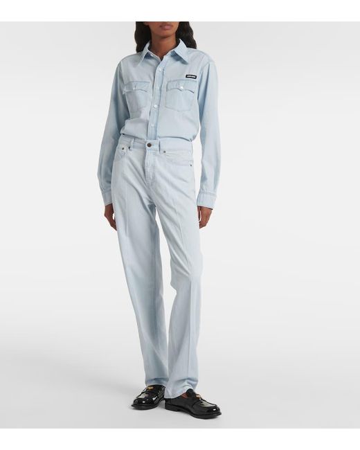 Miu Miu Blue Low-Rise Straight Jeans