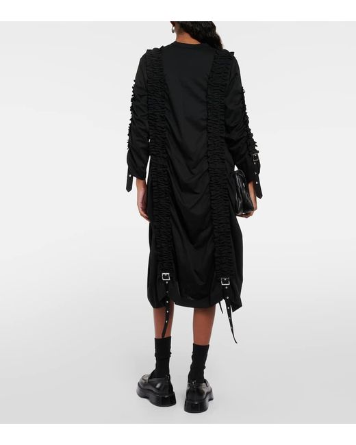 Noir Kei Ninomiya Black Ruched Cotton Midi Dress