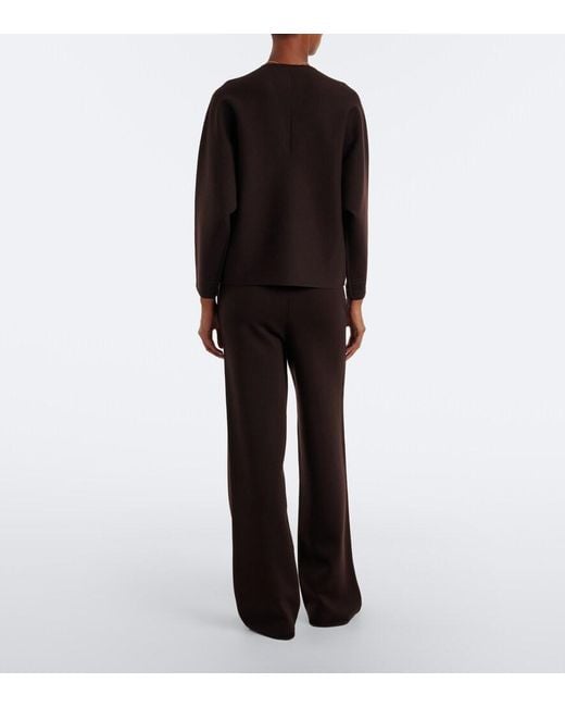 Max Mara Black Knitted Wool-Blend Wide-Leg Pants