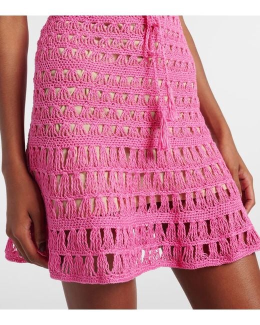 Anna Kosturova Purple Jennifer Crochet Cotton Minidress