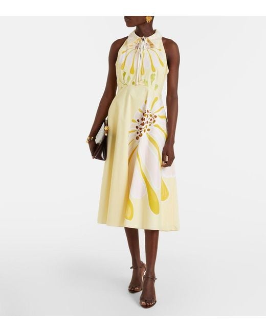 Dorothee Schumacher Metallic Floral Power Floral Cotton-Blend Midi Dress