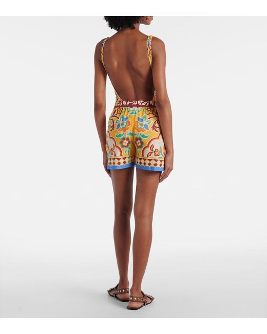 Etro Multicolor Printed Cotton And Silk Shorts